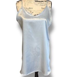 Vintage Silky Slip Chemise Spaghetti Straps Pale Blue Size M